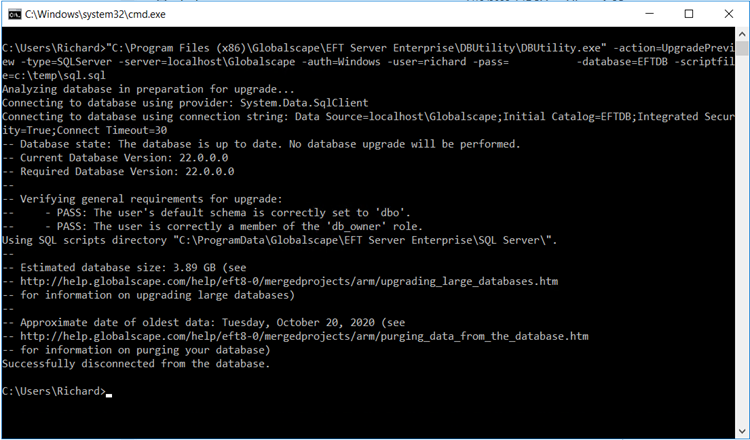 Managing the EFT ARM database